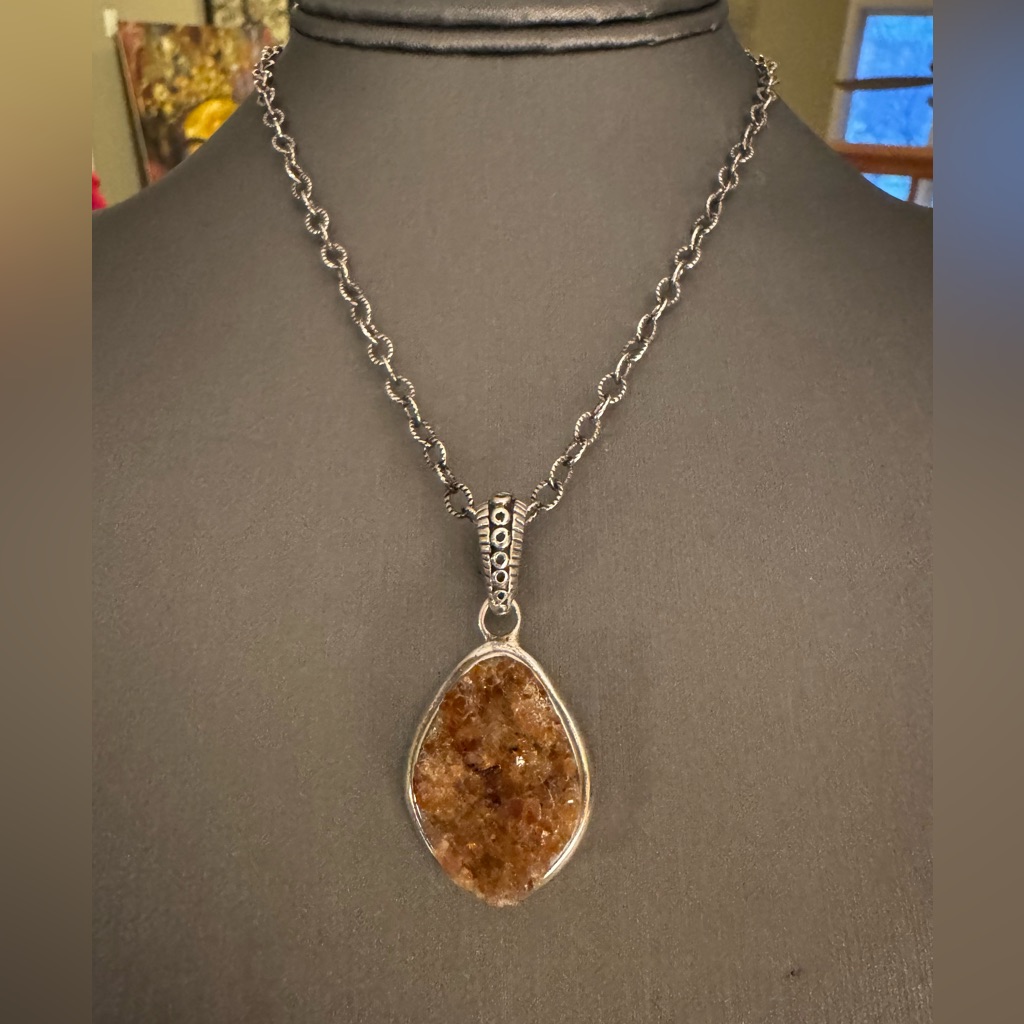 Barse Sterling Silver Druzy Necklace 42$